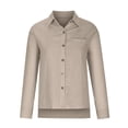 thumbnail image 5 of Womens Cotton Linen Button Down Shirts 2026 Spring Casual Long Sleeve Tees Solid Color Loose Work Tops Pockets Dressy Lightweight Comfy Outfits Going Out Tops Ladies Fashion Trendy, 5 of 8