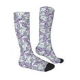 thumbnail image 3 of Picia Women Crew Soft Moisture-wicking Socks Lavender Flowers Pattern Design Cotton Socks, One Size fit All, 3 of 9