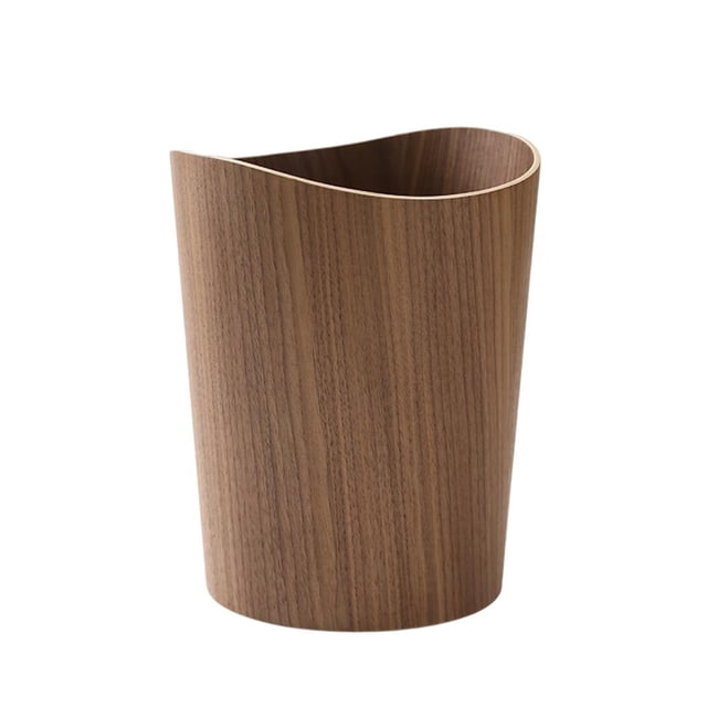 Cubo de basura redondo de madera maciza de 9 litros para el hogar, la cocina, la oficina, el hotel y el dormitorio. madera 1 ola
