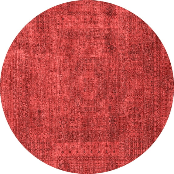 Ahgly Company Indoor Round Abstract Red Modern Area Rugs, 6' Round