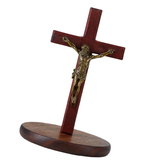 Wooden Crucifix Crosses with Stand Cathoic Wooden Crosses with Jesuses Christian Table Centrepiece for Home Decorations