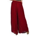 thumbnail image 6 of Bimba Women Long Flaired Palazzo Pleated Skirt Style Maroon Pants, 6 of 7