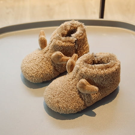 

Cathalem Baby Boy Booties Winter Children Toddler Shoes For Boys And Girls Flat Plush Warm And Comfortable Cartoon Sheep Shape Shoes Brown 2.5 Years