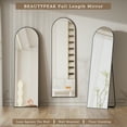 thumbnail image 4 of BEAUTYPEAK 59"x 16" Full Length Mirror Arched Standing Floor Mirror Full Body Mirror, Black, 4 of 8