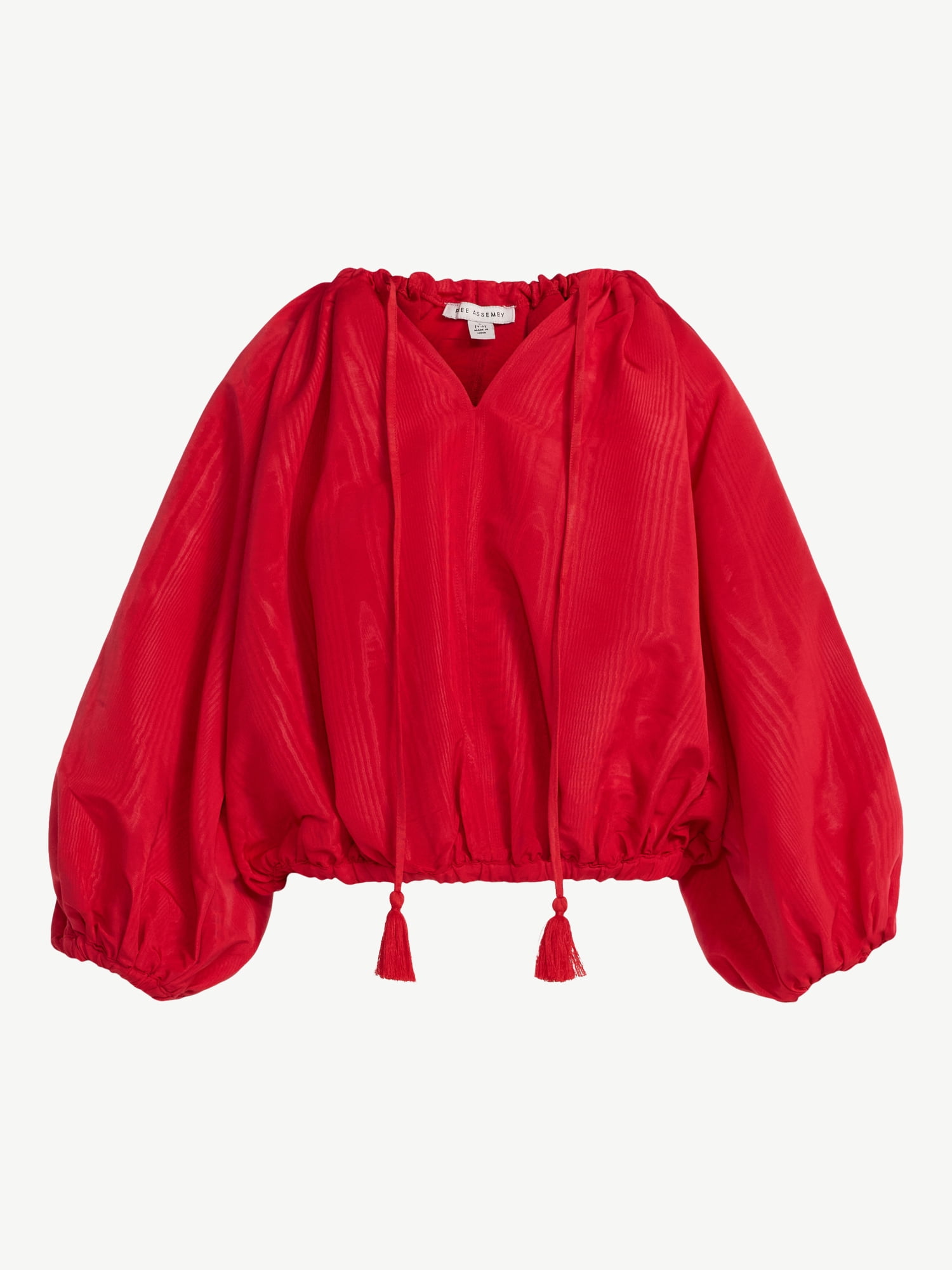 Free Assembly Women's and Women's Plus Bubble Hem Top with ¾-Length Sleeves, Sizes XS-4X