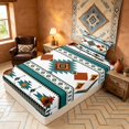 thumbnail image 5 of Manfei Tribal Aztec Twin Sheets, Boho Geometric Bedding, Teal, Orange and White, Black Reversible 3-Piece1 Flat Sheet + 1 Fitted Sheet + 1 Pillowcase, 5 of 6