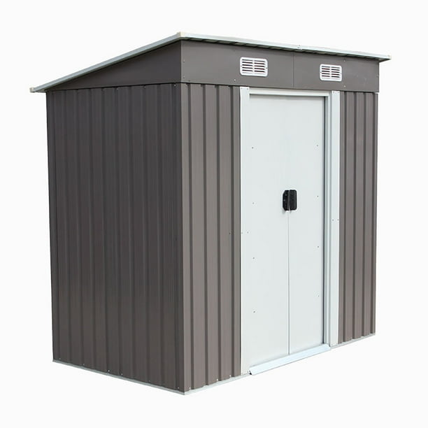4 6 Outdoor Steel Metal Garden Storage Shed Tool House W Sliding Door Com 4 6 Outdoor Steel Metal Garden, Storage Shed With Sliding Doors