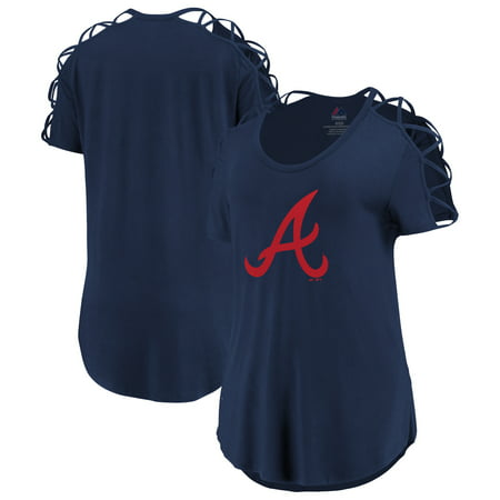 Atlanta Braves Majestic Women's Best Comeback Lattice T-Shirt - (Best Gyro In Atlanta)
