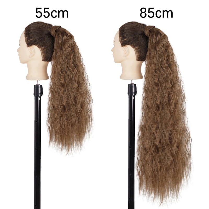 Synthetic Long Corn Curly Ponytail Wrap Around Pony Tail Clip in Hair Extensions Natural Hairpiece Headwear Hair Brown Black