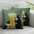thumbnail image 3 of Nawypu  Cartoon Painted Lovely Animal Adorable Cat Beer Fish Funny Daily Life Decorative Throw Pillow Case Cushion Cover Square, 3 of 5