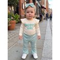 thumbnail image 6 of Loicainy Infant Baby Girl Fall Clothes Set 3 6 9 12 Months Ribbed Long Sleeve Romper Flare Pants Bow Headband Outfits, 6 of 9