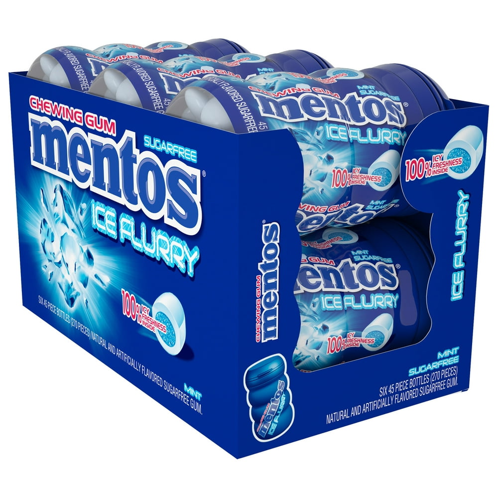 Mentos Gum, Mint Ice Flurry, Sugar Free, 50 Pieces (Pack of 6