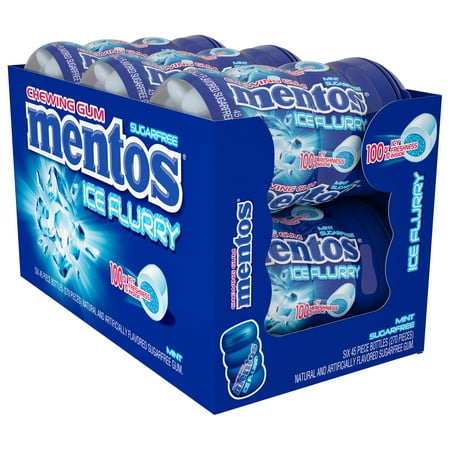 Mentos Gum - Mentos, Sugar Free Mint Ice Flurry Chewing Gum, 50 Pcs, 6 Ct