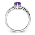 thumbnail image 3 of Fine Color Jewels Amethyst Heart Ring for Women 925 Sterling Silver with Diamond Accents, 3 of 8