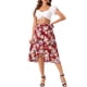 thumbnail image 2 of Falda midi envolvente bohemia floral tropical para mujer Inspire Chic M rojo profundo, 2 of 6