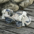 thumbnail image 4 of Lovskoo 2024 Women's Boho Wedge Sandals Open Toe Ankle Strap Summer Platform Bow Lace-Up Beach Sandals Blue, 4 of 6