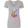 thumbnail image 3 of Inktastic Nautical Orange and Pink Mermaid Sitting on Anchor Women's V-Neck T-Shirt, 3 of 5