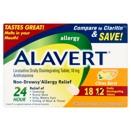 Alavert Allergy 24-Hour Relief (18 Count Citrust Burst Flavor Orally Disintegrating Tablets), Non-Drowsy,