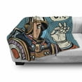 thumbnail image 3 of Astronaut Soft Flannel Fleece Blanket, Middle Aged Sapce Man Gesturing and Saying OK Speech Bubble Space Themed Catroon, Cozy Plush for Indoor and Outdoor Use, 50" x 70", Multicolor, by Ambesonne, 3 of 6