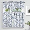 thumbnail image 6 of 3pcs Kitchen Curtain Set with Valance and 2 Tier Panels, Light Filtering Thermal Cafe Curtains for Small Window, Basement, Bathroom, Laundry Room and Dining Area Decor, Blue, 6 of 8