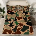 thumbnail image 2 of Manfei Olive Drab Camouflage Bed Sheets, Square Geometric King Sheets, Cartoon Army Military Sheet Set, Microfiber Bedroom Decor, 4 Pieces, 2 of 7