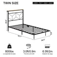 thumbnail image 2 of Fabato Base Cama Individual Flotante con Cabecera Integrada con Luces LED - Cabecera Individual Moderna Estilo Geométrico - Base para Cama Individual Fácil de Armar con Carga USB, 2 of 8
