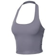 thumbnail image 2 of A2Y Women's Halter Neck Heavy Rib Rayon Spandex Crop Top Lavender L, 2 of 3