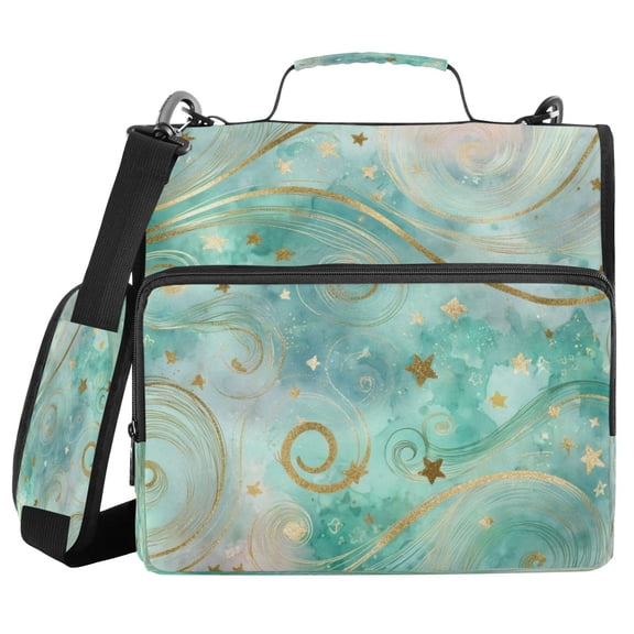 Water-Resistant 3-Ring Binder Organizer with Multiple Pockets Zipper Binder Bag for Office Beautiful Swirling Lines