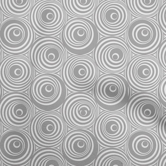 oneOone Rayon Gray Fabric Geometric Line Art Circle Craft Projects Decor Fabric Printed By The Yard 56 Inch Wide