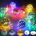 thumbnail image 2 of Guirnalda de luces LED de 3 m, 5 m y 10 m con forma de globo, bolas de metal plateadas marroquíes, alimentadas por USB, para decoración de bodas, Navidad y habitaciones al aire libre, 2 of 5