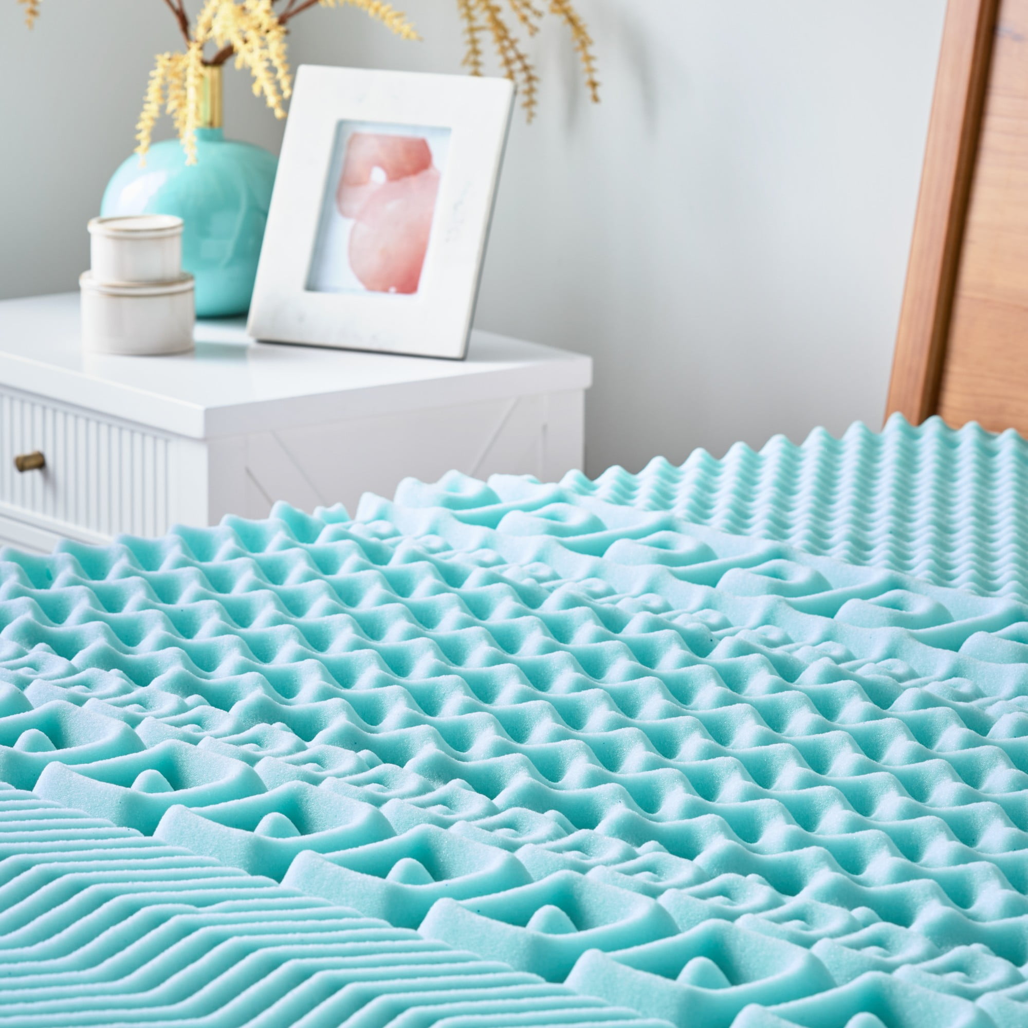Linenspa 2" 7-Zone Cooling Gel and Green Tea Infused Memory Foam Mattress Topper, King