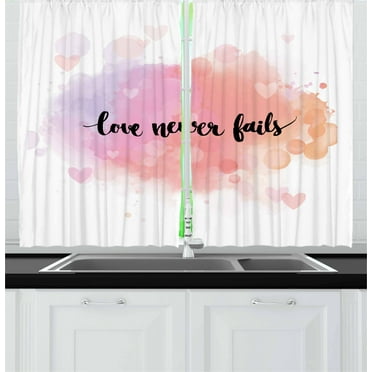 Ambesonne Love Kitchen Curtains, Dreamy Pastel Romantic, 55"x39", Peach Lilac Black