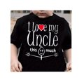 thumbnail image 1 of Boys' Cotton T-Shirt - "I Love My Uncle This Much" Fun Print Design, Comfortable Casual Round Neck Short Sleeve Tee for Youngsters, Black with White Lettering & Red Heart Graphic, 1 of 7