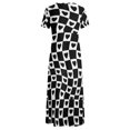 thumbnail image 5 of Robe à Carreaux Cœurs, Robe Maxi de Fête Noire et Blanche, Manches Courtes, Style de Rue Boho, Robes Longues de Plage pour Femmes, Vestido Oversize, 5 of 5