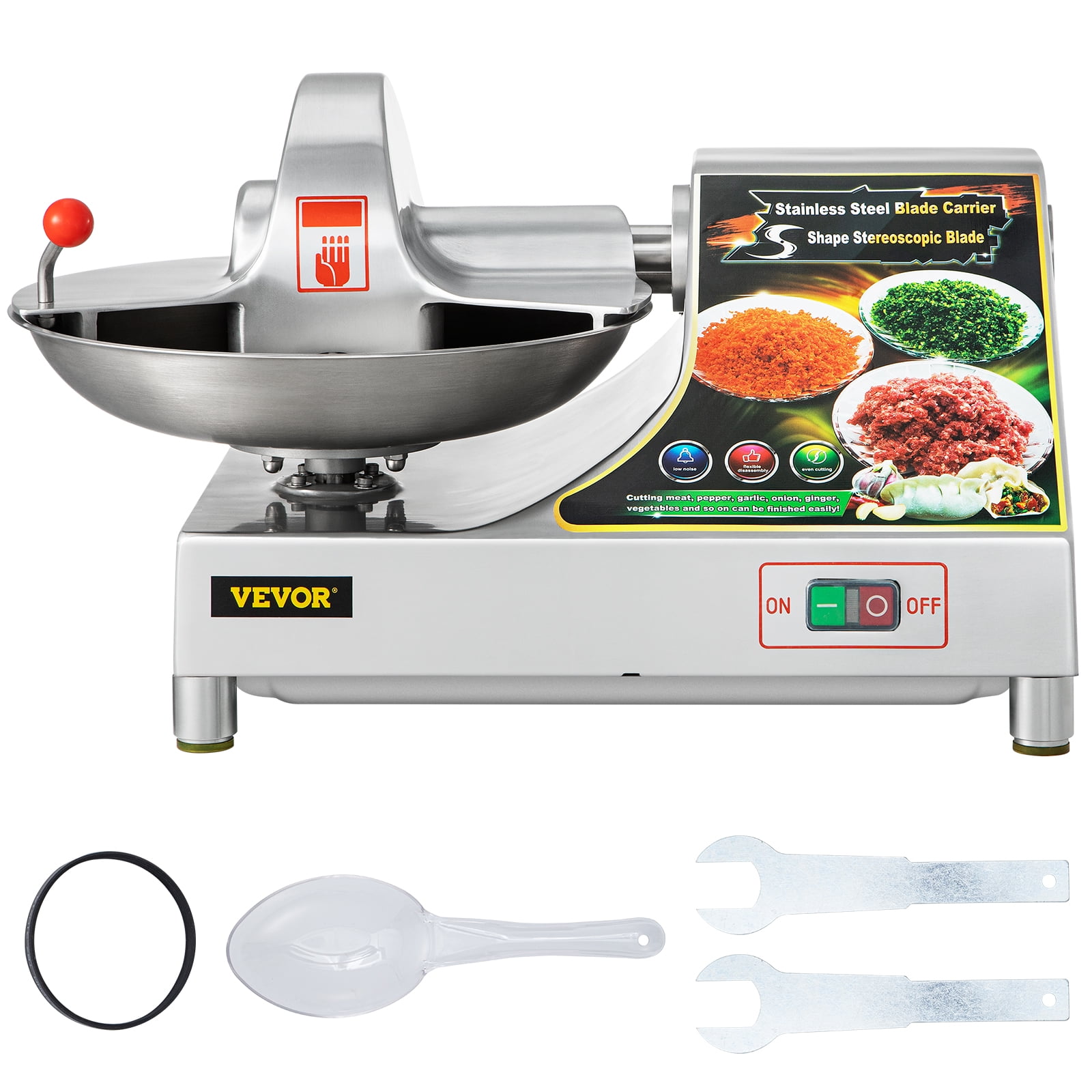 MELNG 2 Speeds Electric Chopper Meat Grinder Food Processor Slicer  Vegetable Chopper Stainless Steel with 2 Pcs Knife Holders