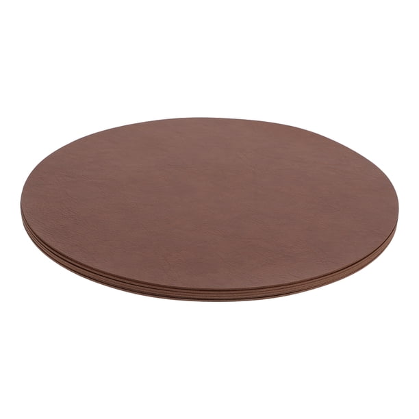Juego de 6 manteles individuales de piel sintética, lavables, redondos, de 15 pulgadas, para mesa, cocina, decoración de fiesta, color marrón