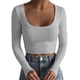 thumbnail image 3 of Blusa ajustada Nikou de manga larga acanalada para mujer, 3 of 7