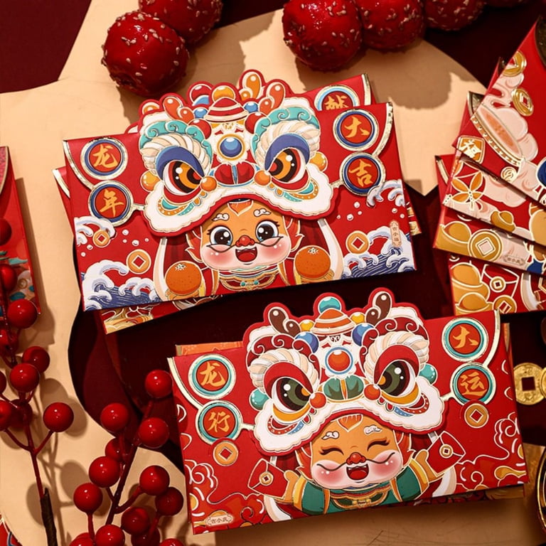 4Pcs/Set Folding CNY Party Supply Dance Lion Red Envelope Dragon