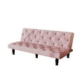 thumbnail image 4 of Convertible Sofa Bed with Adjustable Backrest, Velvet Upholstery, Pink, 66 Inch Length, 50 lbs Weight, 2-Seater, Tufted Design for Living Room Bedroom Apartment Office, 4 of 7