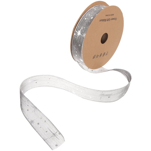 ETEREAUTY Wire Ribbon for Bows Making Smooth Light Grey Ribbon for Seasonal Craft and Wrapping
