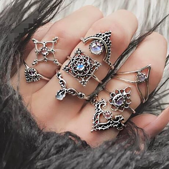 YYKihy Rings Finger Vintage Jewelry For Women Boho Set Midi Opal Ring Rings
