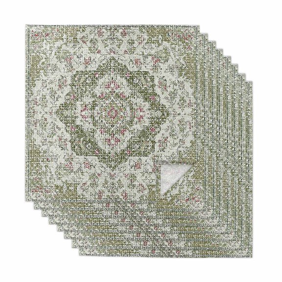 Sage Green Boho Cloth Napkins, Vintage Abstract Art Ethnic Tribe Washable and Reusable Dinner Napkins Set of 8, Table Napkin for Kitchen Party Birthday Wedding Hotel Housewarming 20"x20"