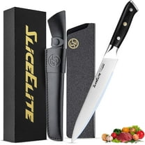 Slice Series 8-Inch Carving Knife - High Carbon German Steel Blade with Ergonomic Pakkawood Handle and Durable Polymer Sheath (Carving Knife with Leather Sheath)