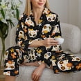 thumbnail image 6 of Pofeuu cat sugar skulls Print Womens Pajamas Set Long Sleeve Sleepwear Button Down Nightwear Soft Pj Lounge Sets Button Down Pajamas Women-X-Large, 6 of 7