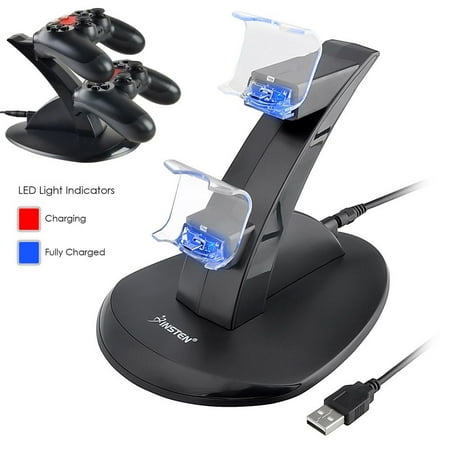 Insten Dual PS4 Controller Charger, Charger Station, Charger Dock, by Insten Dual USB Charging Dock Station Stand for Sony Playstation 4 PS4 Controller LED Docking Cradle (with Charging (Best Usb Controller For Retropie)