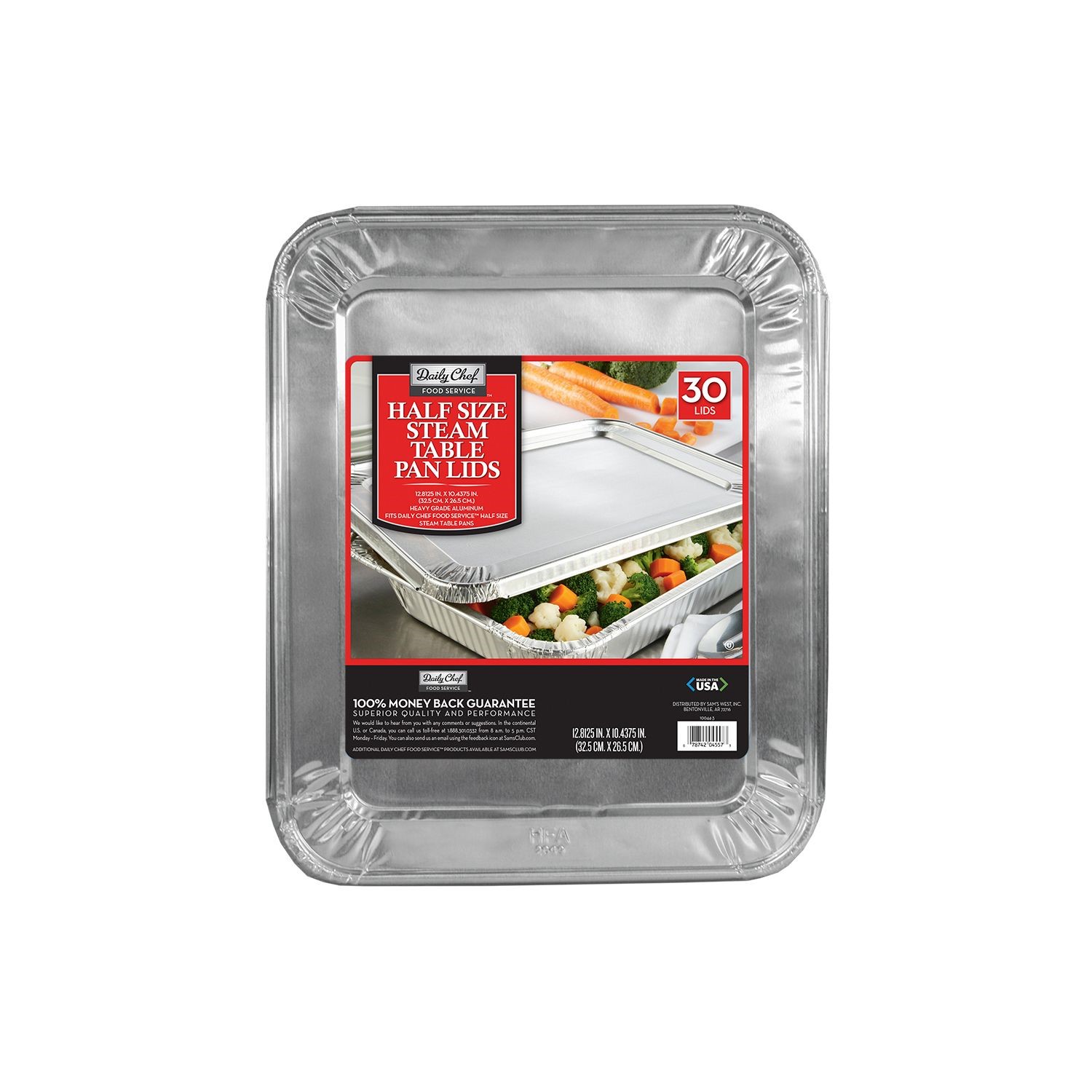Daily Chef Aluminum Half Steam Table Pan Lids, 30 Ct