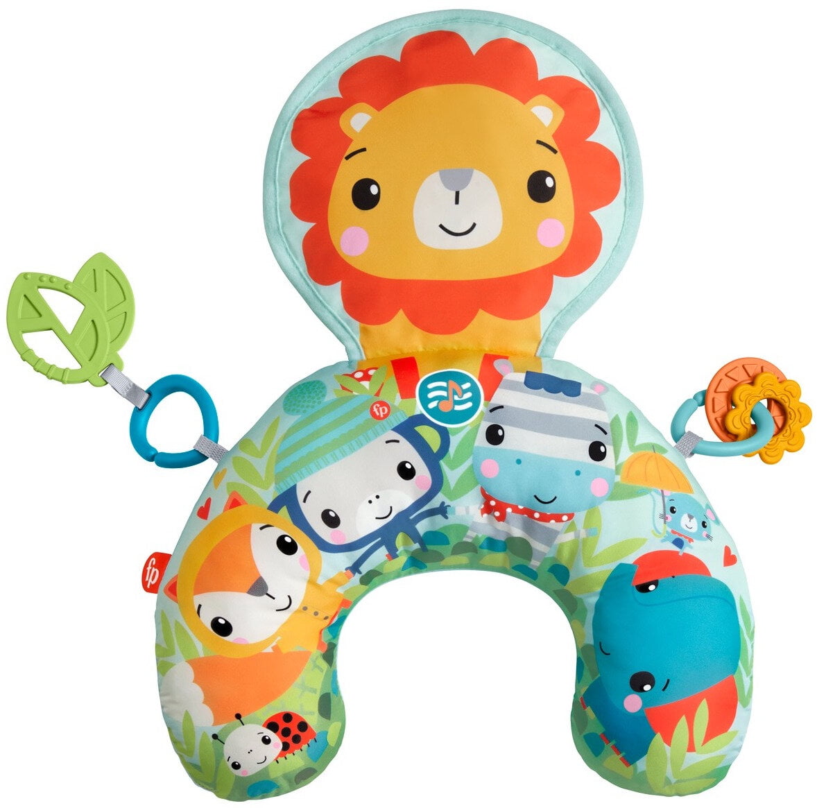 Soft Tummy Time Cushion Activity Centre with Mirror Suitable from Birth Fisher-Price Tummy Wedge Teether and Clacker