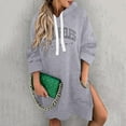 thumbnail image 5 of The Warmy Oversized Hoodie Dress For Women Casual Drawstring Long Sweatshirt With Pocket Fashion Split Hem Long Sleeve Mesh Sleeve Dresses for Women Women plus Size Sweater Dresses Formal Midi Dress, 5 of 6