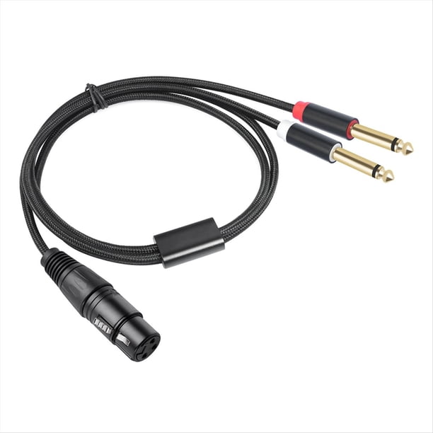 Cable Divisor XLR Hembra A Doble Conector Macho de 6,35 mm, Adaptador de Audio para Micrófono con Blindaje Doble, Cable de Micrófono.