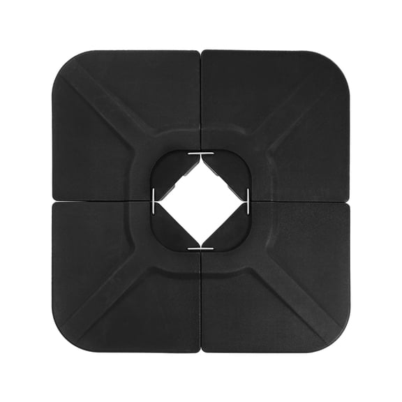 FUNDAZE Heavy Duty Square Umbrella Base Stand – 4-Piece Weighted Holder for Market, Cantilever & Offset Umbrellas, Black